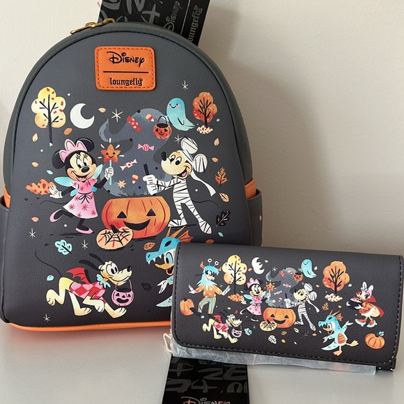 Loungefly Handbags - NWT Loungefly Disney Halloween Costumes Mini Backpack and wallet set